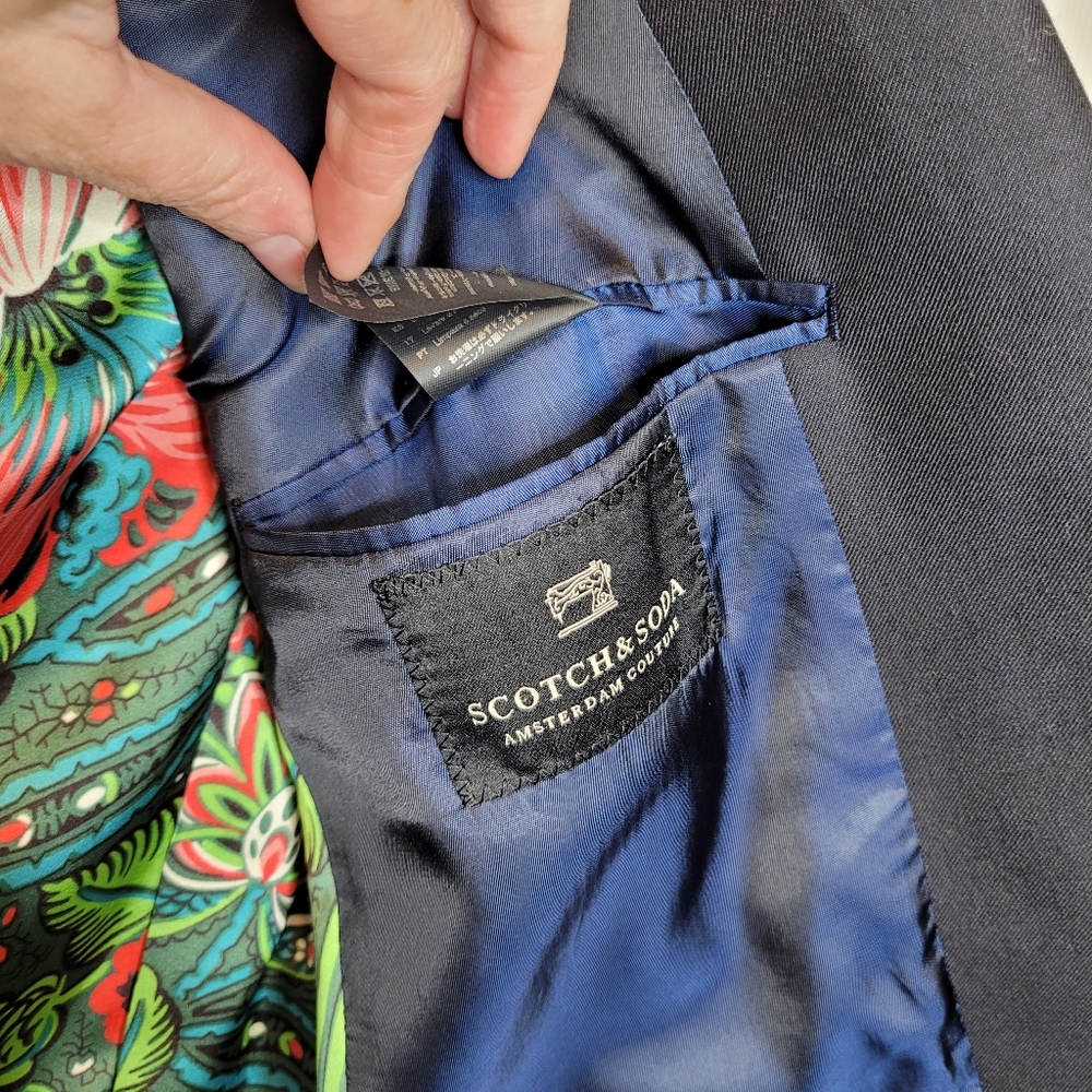 Scotch & Soda Navy Blazer with Floral Lining - Picture 6 of 8